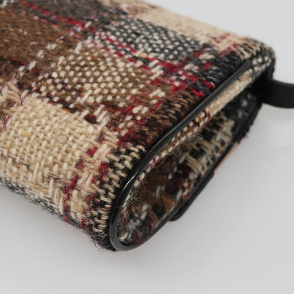 BURBERRY Nova Check Shoulder Bag Wool Beige Gold Auth 141941