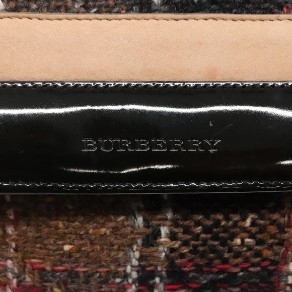 BURBERRY Nova Check Shoulder Bag Wool Beige Gold Auth 141941