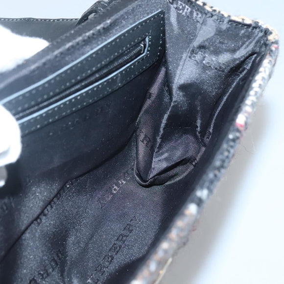 BURBERRY Nova Check Shoulder Bag Wool Beige Gold Auth 141941