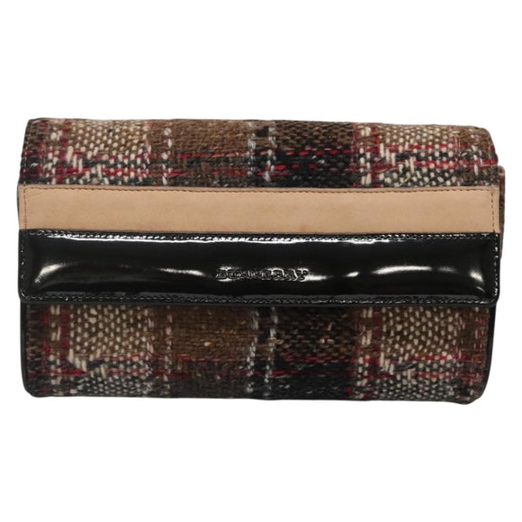 BURBERRY Nova Check Shoulder Bag Wool Beige Gold Auth 141941