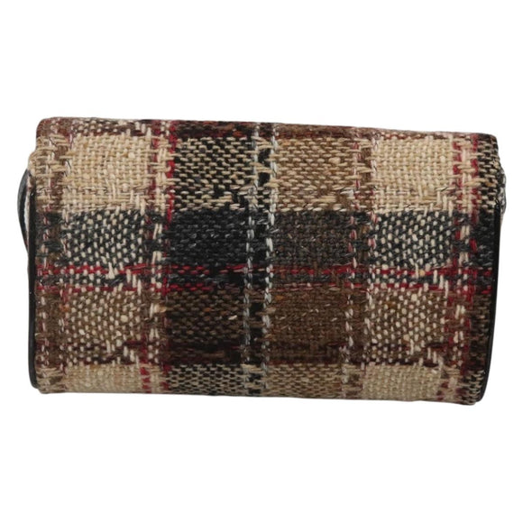 BURBERRY Nova Check Shoulder Bag Wool Beige Gold Auth 141941