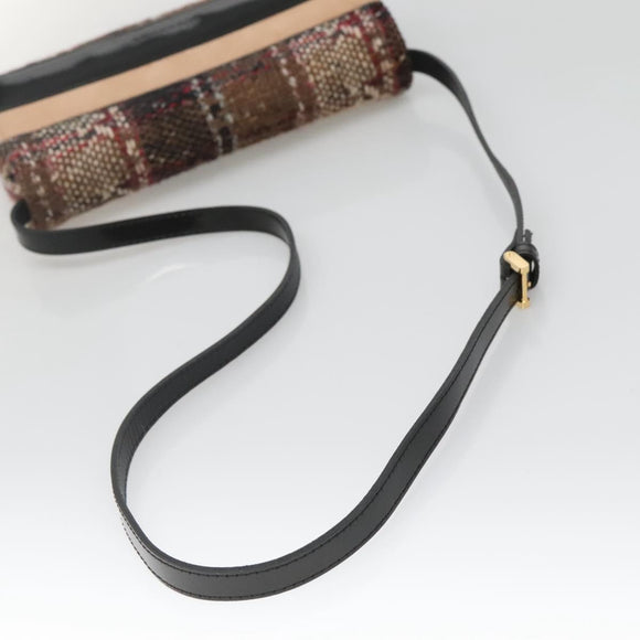 BURBERRY Nova Check Shoulder Bag Wool Beige Gold Auth 141941