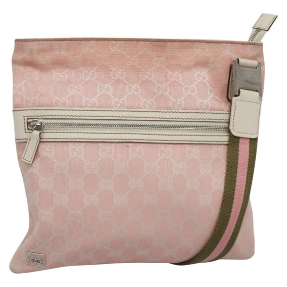 GUCCI GG Canvas Sherry Line Tote Bag Pink Silver 145809 Auth 141943