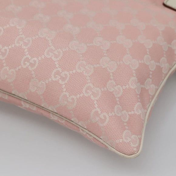 GUCCI GG Canvas Sherry Line Tote Bag Pink Silver 145809 Auth 141943