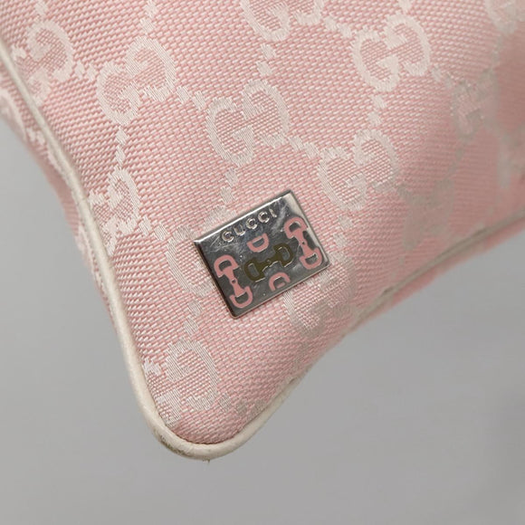 GUCCI GG Canvas Sherry Line Tote Bag Pink Silver 145809 Auth 141943