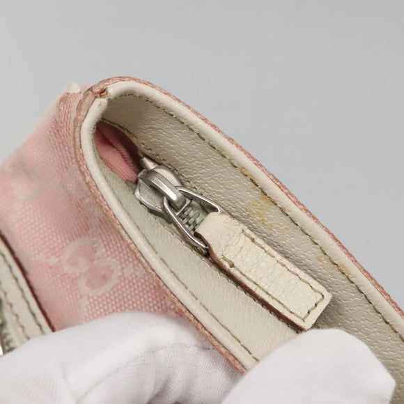 GUCCI GG Canvas Sherry Line Tote Bag Pink Silver 145809 Auth 141943