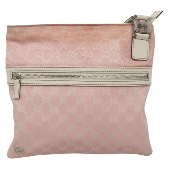 GUCCI GG Canvas Sherry Line Tote Bag Pink Silver 145809 Auth 141943