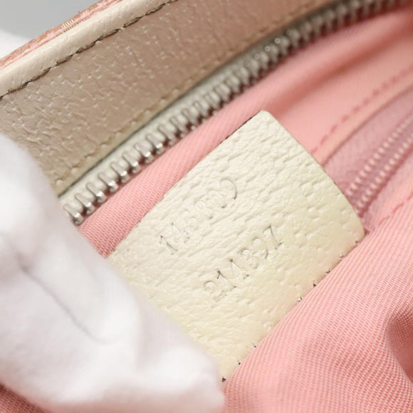 GUCCI GG Canvas Sherry Line Tote Bag Pink Silver 145809 Auth 141943