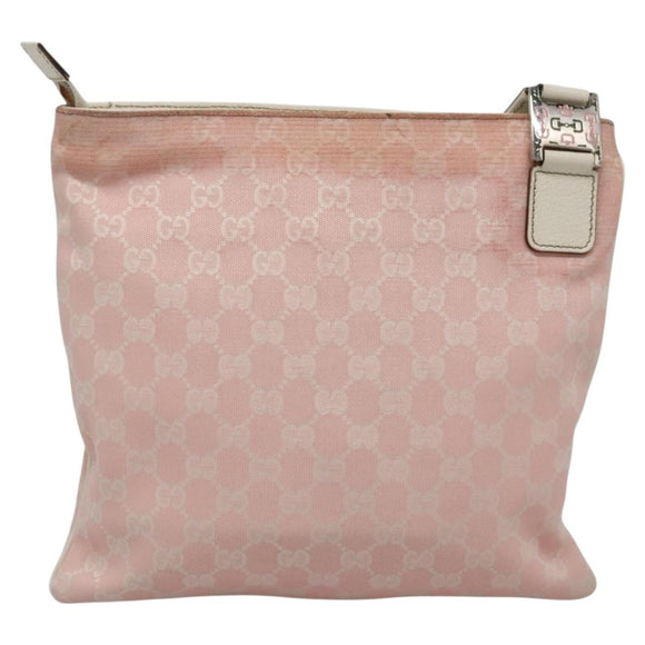 GUCCI GG Canvas Sherry Line Tote Bag Pink Silver 145809 Auth 141943