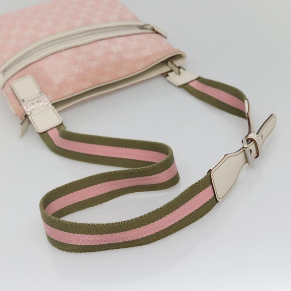 GUCCI GG Canvas Sherry Line Tote Bag Pink Silver 145809 Auth 141943