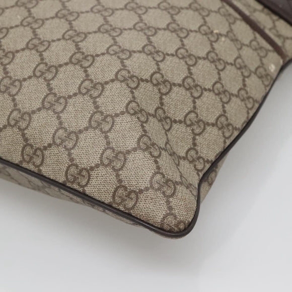 GUCCI GG Supreme Shoulder Bag PVC Leather Beige Silver 141198 Auth 141944