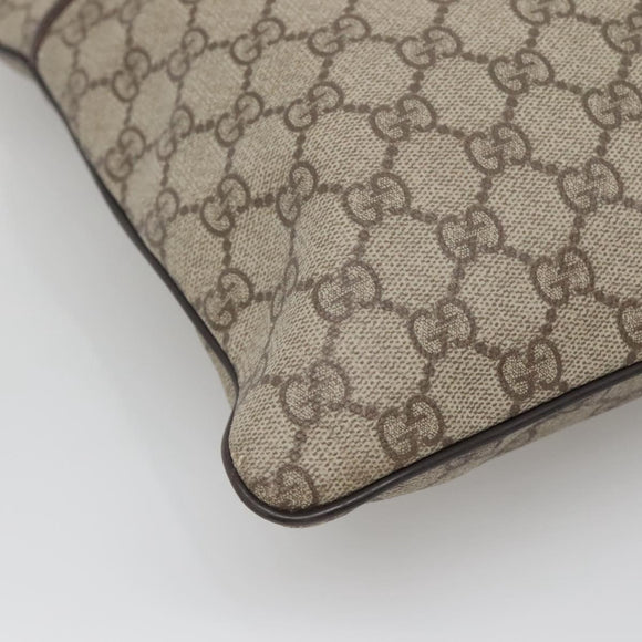 GUCCI GG Supreme Shoulder Bag PVC Leather Beige Silver 141198 Auth 141944