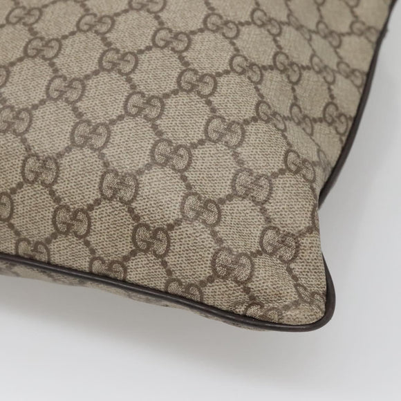 GUCCI GG Supreme Shoulder Bag PVC Leather Beige Silver 141198 Auth 141944
