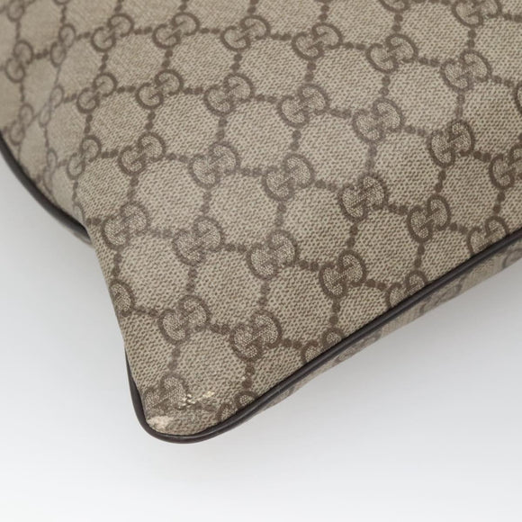 GUCCI GG Supreme Shoulder Bag PVC Leather Beige Silver 141198 Auth 141944