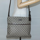 GUCCI GG Supreme Shoulder Bag PVC Leather Beige Silver 141198 Auth 141944-23