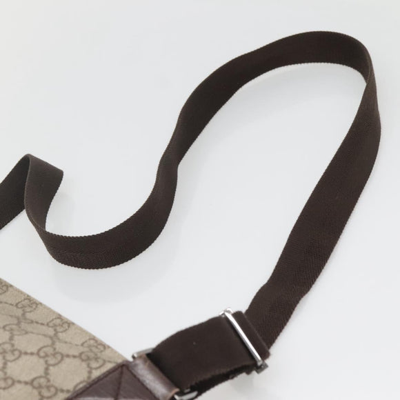 GUCCI GG Supreme Shoulder Bag PVC Leather Beige Silver 141198 Auth 141944