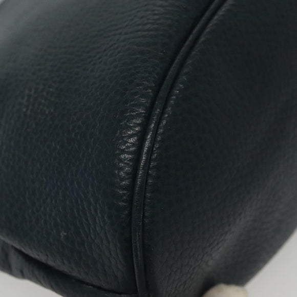 Christian Dior Hand Bag Leather 2way Navy Gold Auth 141947