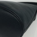 Christian Dior Hand Bag Leather 2way Navy Gold Auth 141947-13