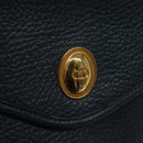 Christian Dior Hand Bag Leather 2way Navy Gold Auth 141947-14