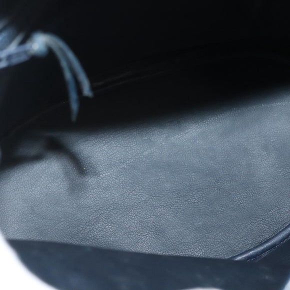 Christian Dior Hand Bag Leather 2way Navy Gold Auth 141947