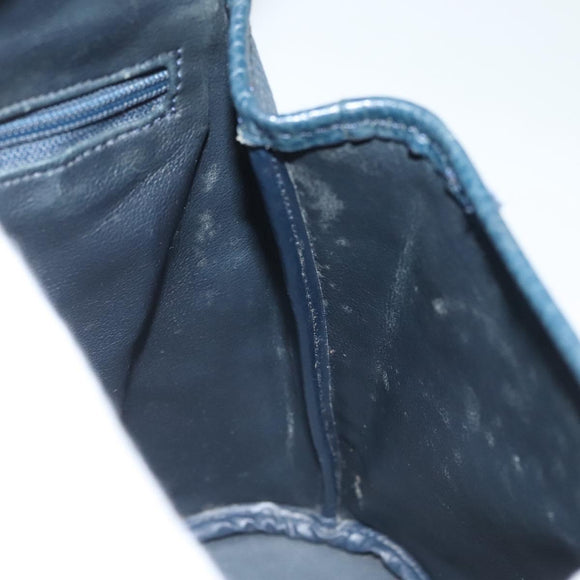 Christian Dior Hand Bag Leather 2way Navy Gold Auth 141947