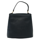 Christian Dior Hand Bag Leather 2way Navy Gold Auth 141947-3