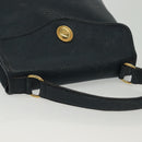 Christian Dior Hand Bag Leather 2way Navy Gold Auth 141947-6