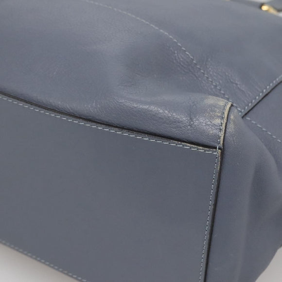 LOEWE Anagram Tote Bag Leather Purple Gold Auth 141948