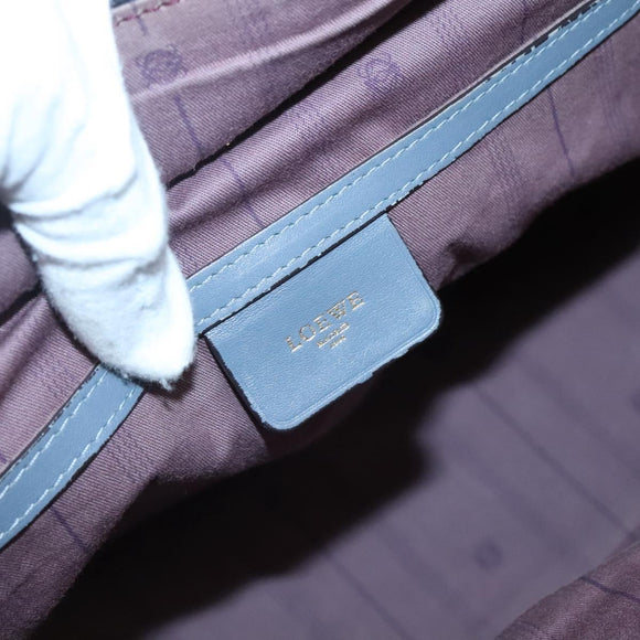 LOEWE Anagram Tote Bag Leather Purple Gold Auth 141948