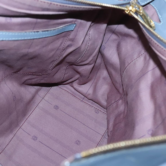 LOEWE Anagram Tote Bag Leather Purple Gold Auth 141948