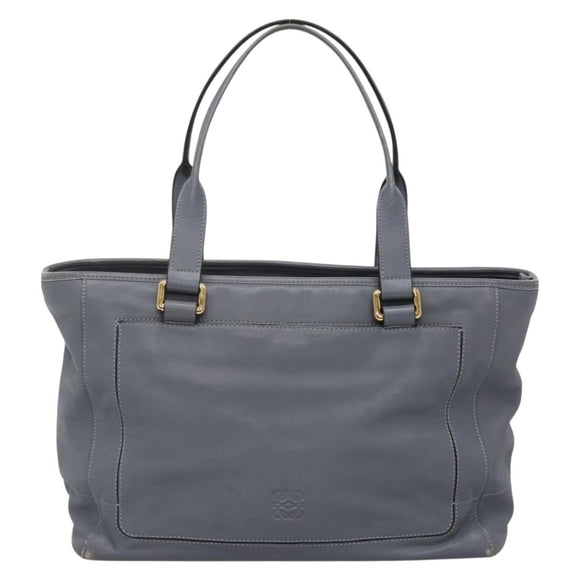 LOEWE Anagram Tote Bag Leather Purple Gold Auth 141948