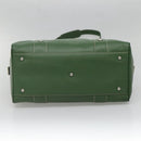 MCM Studs Boston Bag Leather 2way Green Silver Auth 141950-11