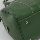 MCM Studs Boston Bag Leather 2way Green Silver Auth 141950-15