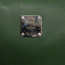 MCM Studs Boston Bag Leather 2way Green Silver Auth 141950-16