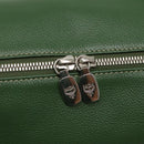 MCM Studs Boston Bag Leather 2way Green Silver Auth 141950-17