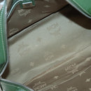 MCM Studs Boston Bag Leather 2way Green Silver Auth 141950-19