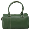 MCM Studs Boston Bag Leather 2way Green Silver Auth 141950-3