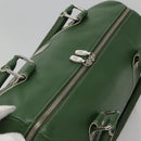 MCM Studs Boston Bag Leather 2way Green Silver Auth 141950-6