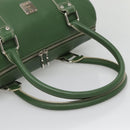 MCM Studs Boston Bag Leather 2way Green Silver Auth 141950-7