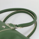 MCM Studs Boston Bag Leather 2way Green Silver Auth 141950-8