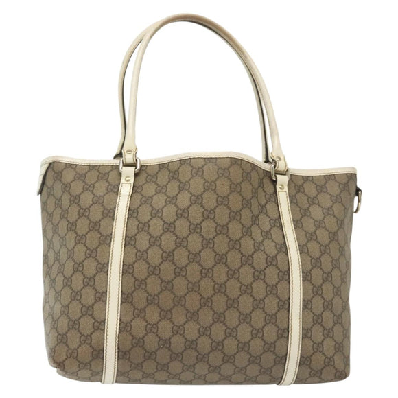 GUCCI GG Supreme Tote Bag PVC Beige Gold 197953 Auth 141953