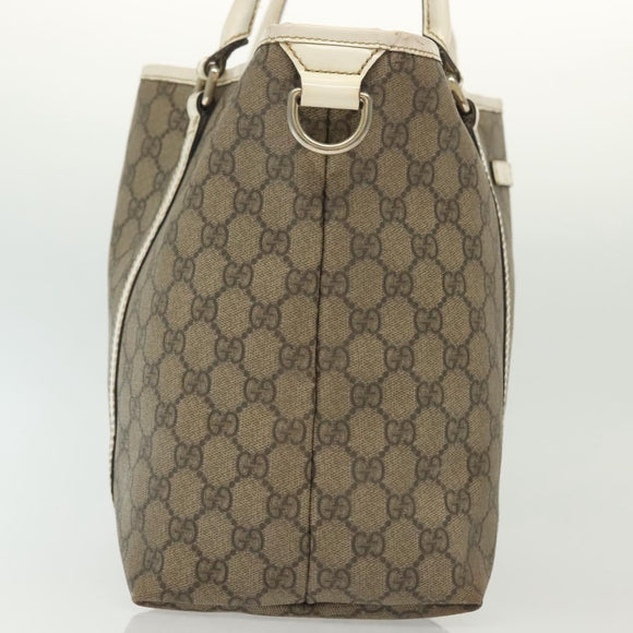 GUCCI GG Supreme Tote Bag PVC Beige Gold 197953 Auth 141953