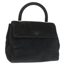 PRADA Hand Bag Suede Black Gold Auth 141959-1