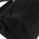 PRADA Hand Bag Suede Black Gold Auth 141959-9