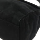 PRADA Hand Bag Suede Black Gold Auth 141959-14