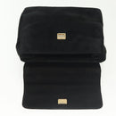 PRADA Hand Bag Suede Black Gold Auth 141959-17