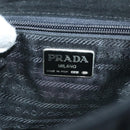 PRADA Hand Bag Suede Black Gold Auth 141959-18