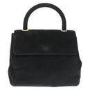 PRADA Hand Bag Suede Black Gold Auth 141959-13