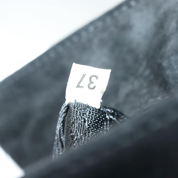 PRADA Hand Bag Suede Black Gold Auth 141959