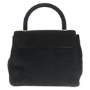 PRADA Hand Bag Suede Black Gold Auth 141959-2